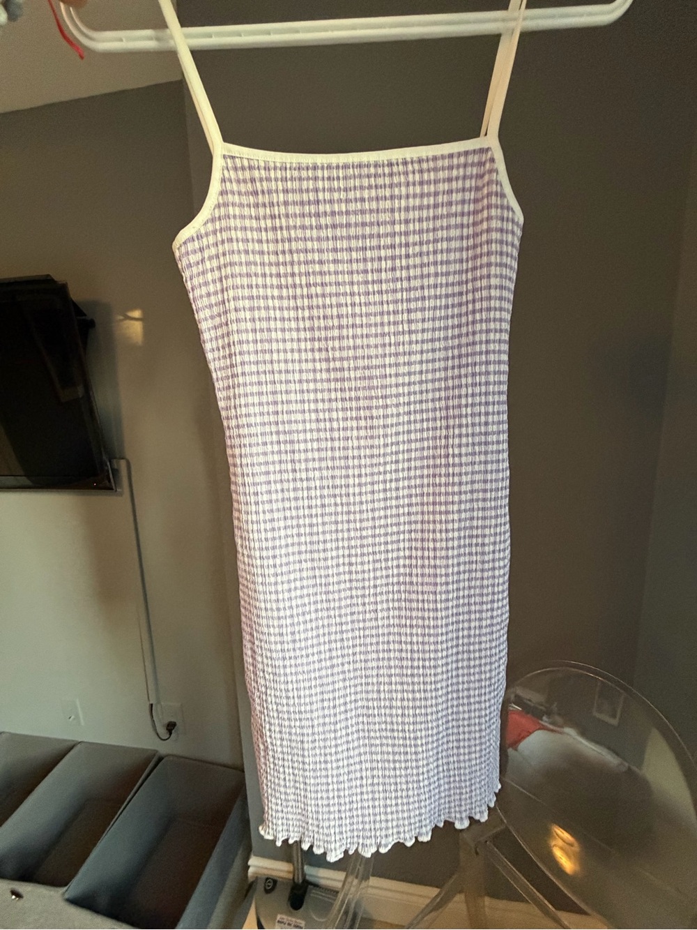 Wilfred Lavender Gingham Mini Dress